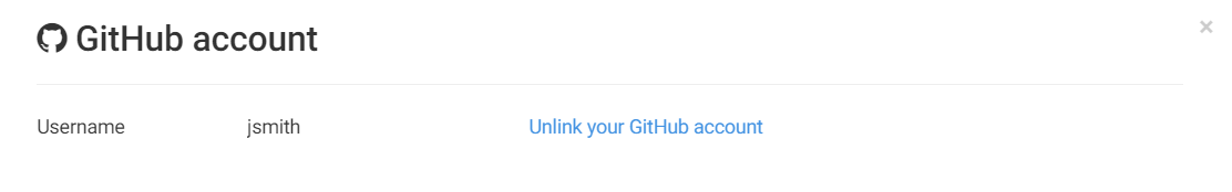 Capture d'écran de la section de votre compte GitHub dans API Designer settings (Paramètres d'API Designer).
