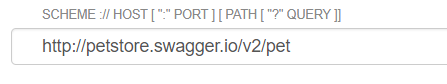 Par exemple, l'URL peut être http://petstore.swagger.io/v2/pet.