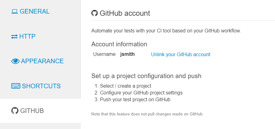 Page GitHub account (Compte GitHub).