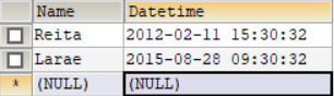 Capture d'écran de la table de base de données avec le nouveau contenu chargé.