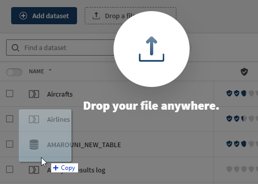 Écran vous permettant de déposer votre fichier local dans votre application Cloud.