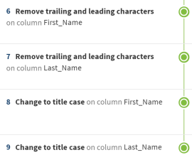 Fonctions Remove trailing and leading characters (Supprimer les caractères en début et fin de champ) et Change to title case (Convertir en casse de titre) appliquées.