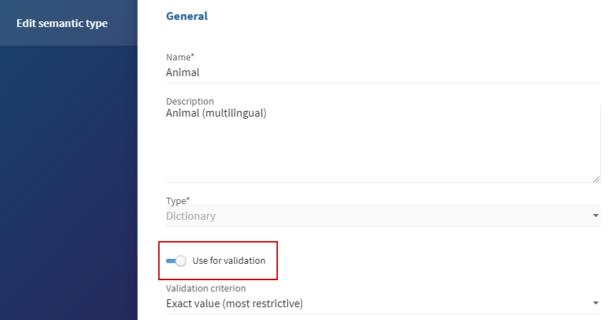 Option à activer ou désactiver Use for validation (Utiliser pour la validation).