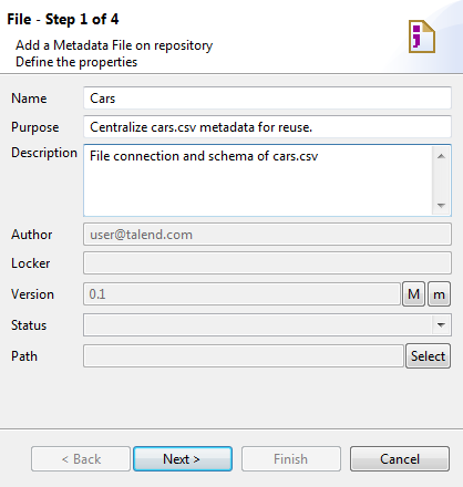 Boîte de dialogue File - Step 1 of 4 (Fichier - Étape 1 sur 4).