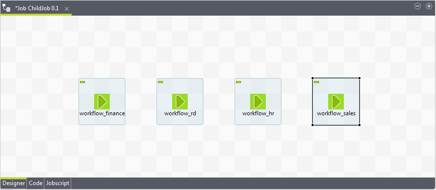 Espace de modélisation graphique avec plusieurs sous-Jobs.