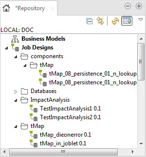 Jobs dans la vue Repository (Référentiel).