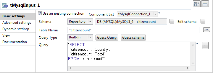 Vue Basic settings (Paramètres simples).