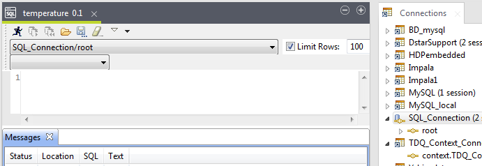 Vue d'ensemble de l'éditeur SQL.