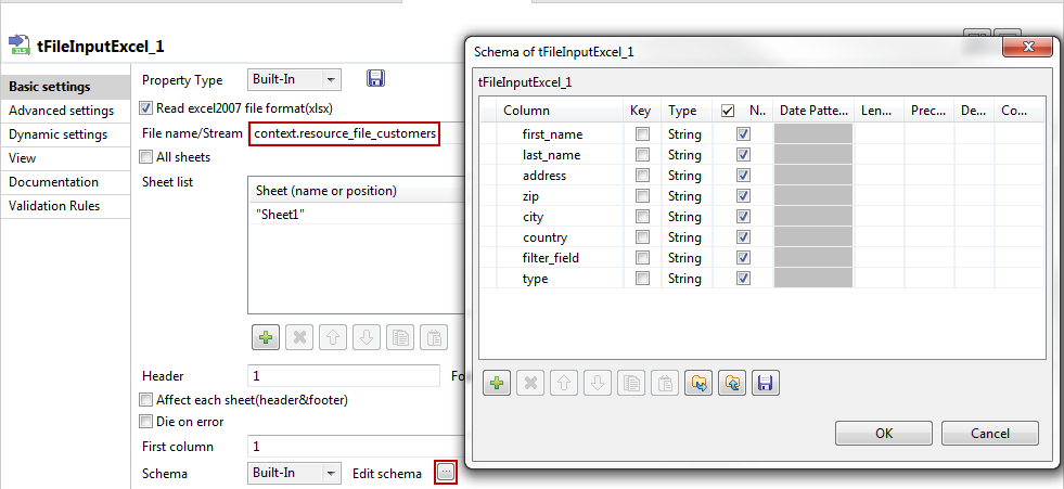 Vue Basic settings (Paramètres simples).