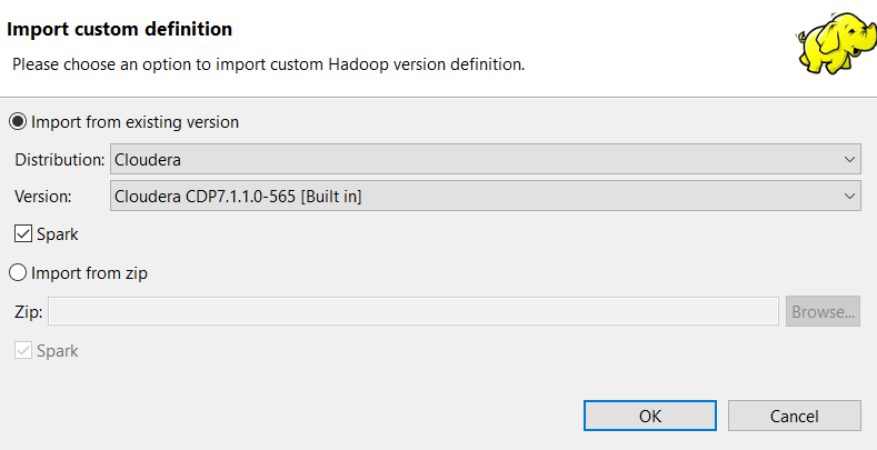 Boîte de dialogue Import custom definition (Importer la définition personnalisée).