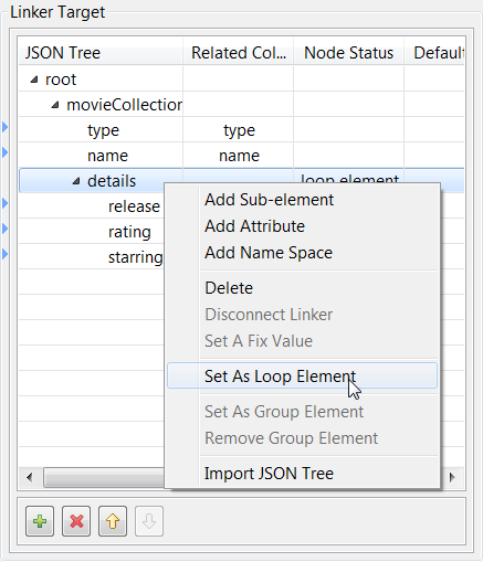 Option Set As Loop Element (Définir comme élément de boucle) sélectionnée via un clic-droit.