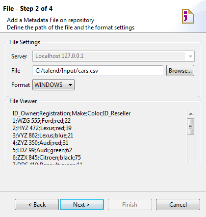 Boîte de dialogue File - Step 2 of 4 (Fichier - Étape 2 sur 4).