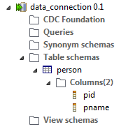 Exemple de la table source "person" dans la connexion.