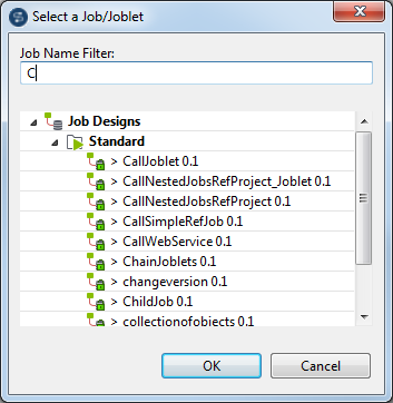 Boîte de dialogue Select a Job/Joblet (Sélectionner un Job/Joblet).
