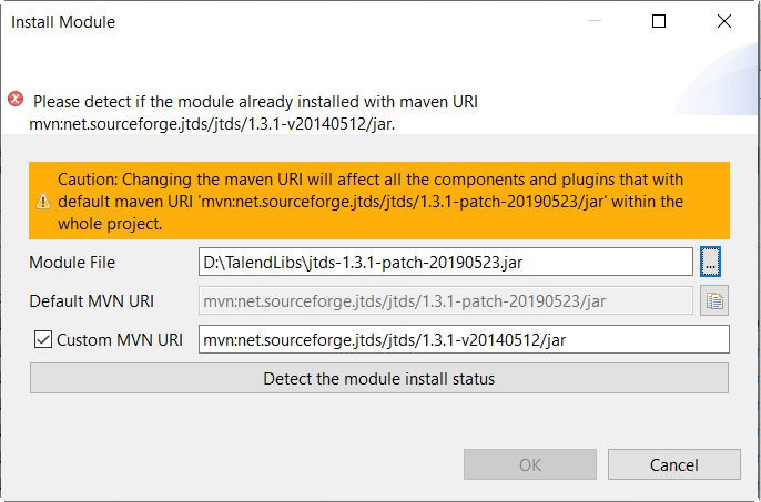 Boîte de dialogue Install Module (Installer un module).