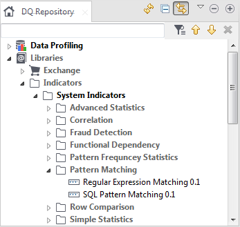 Nœud Pattern Matching (Rapprochement des modèles) développé dans l'arborescence DQ Repository (Référentiel DQ).