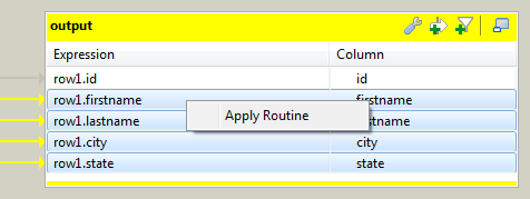 Bouton Apply Routine (Appliquer la routine) dans l'éditeur de mapping.