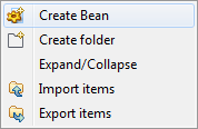 Option Create Bean (Créer un Bean).