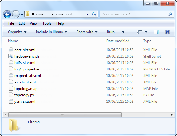 Fichiers utilisés pour la configuration de HDFS et YARN dans Cloudera.
