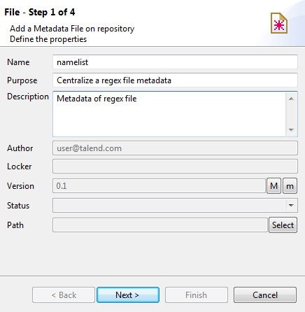 Boîte de dialogue File - Step 1 of 4 (Fichier - Étape 1 sur 4).