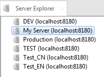 Panneau Server Explorer.
