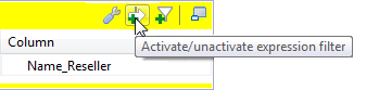 Emplacement de l'icône Activate/unactivate expression filter (Activer/désactiver l'expression de filtre).