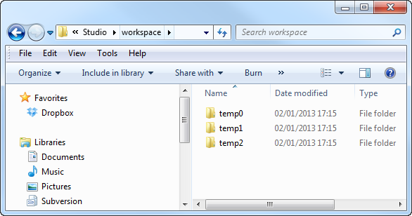 Dossiers temporaires créés par le tSortRow pour trier les données sur le disque.