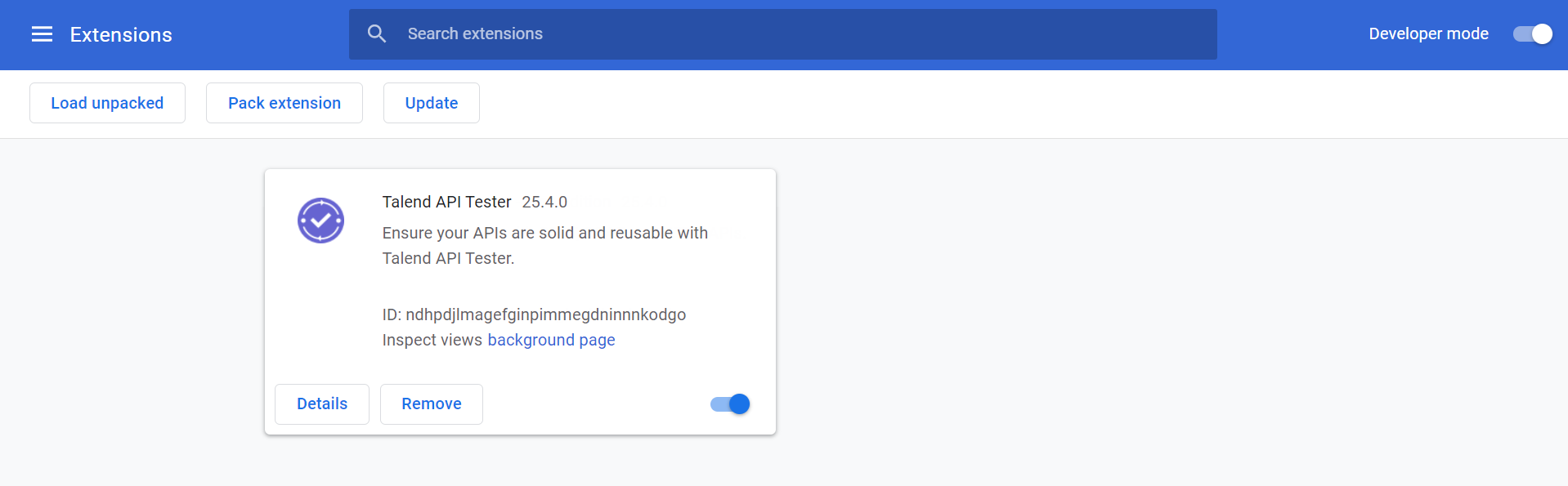 Google ChromeでのTalend Cloud API Tester拡張子。