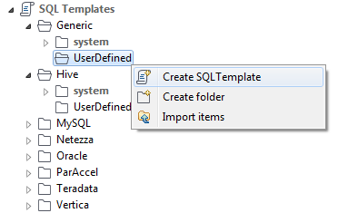 [リポジトリー]ツリービューでのSQLテンプレート。