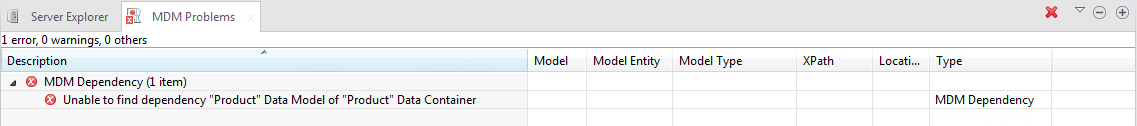 [MDM Problems] (MDMの問題)タブに項目が1つ表示されている状態。