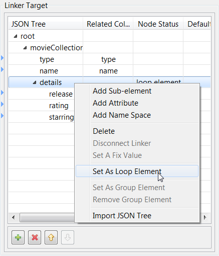 [Set As Loop Element] (ループエレメントとして設定)オプションが右クリックで選択されている状態。